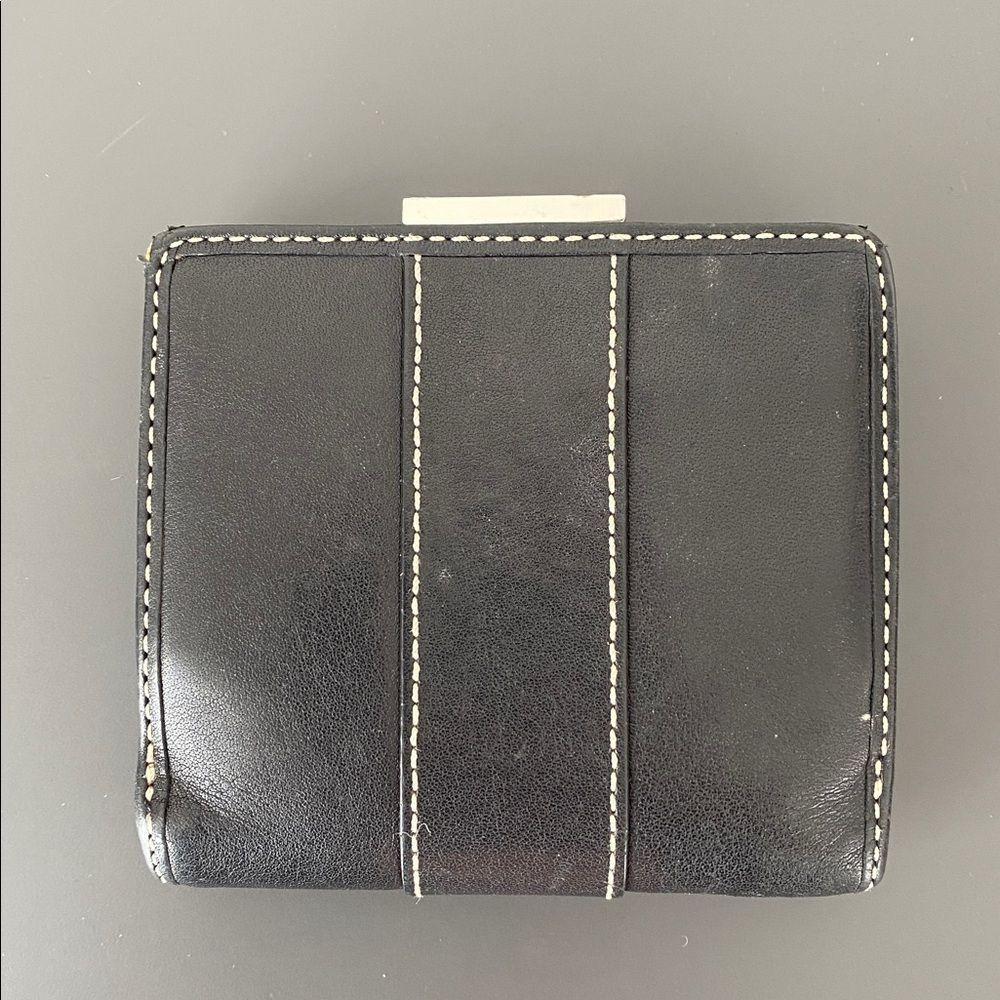 Coach Women’s Black Leather Wallet Silver Tone Hardware Logo Engraved Classic - Picture 4 of 11